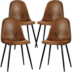 Dining Chairs Set of 4, Fabric Suede Dining Room Side Seating, Kitchen Chairs with Metal Legs for Living Room,Dark Brown