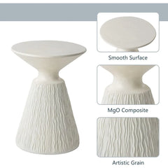 Outdoor Side Table, Mushroom Shaped MgO Accent Table, Lightweight Patio End Table with Rotund Base