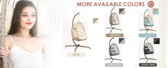 Egg Chair,with Stand Outdoor Swinging Egg Chair with Water Resistant Cushions PE Rattan Wicker Egg Chair Foldable Basket