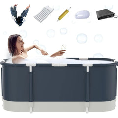 Portable Bathtub for Shower Stall, Large 47 Inch Foldable Soaking Bathing Tub Adults, Separate Family Bathroom SPA Collapsible