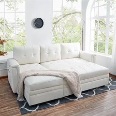 Lily Sectional Sleeper Sofa with USB Ports-L-Shaped Couch Convertible Pull-Out Bed, Ample Storage,living room sofas