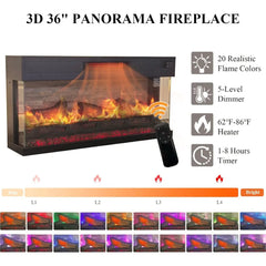 Fireplace TV Stand for TVs Up to 80 inch,70" with 36 inch 3-Sided Electric Fireplace,20 Flame Colors,Open Storage and 2 Cabinets