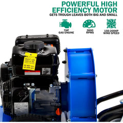 Leaf Blower Wheeled Walk Behind Jet Sweep Manual-Propelled Powerful 7HP 4 Stroke OHV Motor Output Wind Force