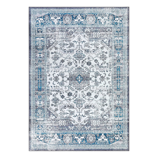 4x6ft Vintage Entryway Rug Boho Printed Doormat Non-Slip Washable Low-Pile Carpet for Indoor Front Entrance Kitchen Bathroom