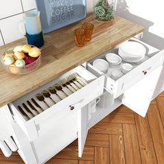 Kitchen Island with Storage, Island Table on Wheels with Drop Leaf Spice Rack Drawer Towel Rack Rolling Kitchen Island Cart