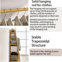 Bamboo Clothing Garment Rack 7 Tier Storage Shelf Coat Clothes Hanging Rack, Portable Wardrobe Closet Organizer With Top Shelf,