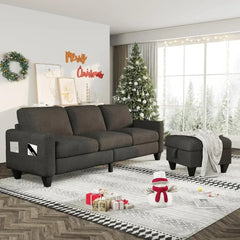 Convertible Sectional Sofa L-Shaped Couch， Reversible Chaise, 3-Seat Modern Linen Sectional Couches for Living Room