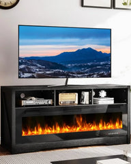 Fireplace TV Stand with 18''-Fireplace, Modern Entertainment Center for TVs up to 70 in, Media TV Console(Beige)