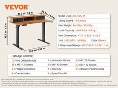 VEVOR Electric Standing Desk Height Adjustable Standing Desk W/ Dual Protecting System High Load Capacity Table for Home Office