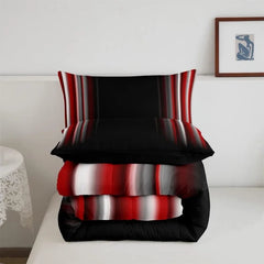 Comforter Set Kids Teens Dark Blue and Black Striped Bedding Bed Set Decor Modern Fashion Comforter Inner Fill Bedroom