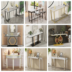 LUVODI Luxury Modern Console Table for Entryway Anti-scratch Marble Entry Table Behind Couch for Living Room,Bedroom