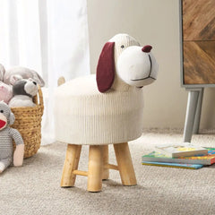 Velvet Cow-Shaped Ottoman, Cute Wood Foot Stool Shoes Changing Seat with Cushioned for Adult  Playroom, Porch Furniture, Stool