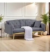 L Shaped Sofa with Ottoman Modern Sectional Living Room,Bedroom,Office,L Couch Brown