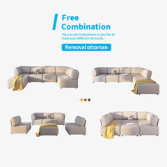 HORGAEO 120 Inch 6-seat Modular Sectional Sofa with Reversible Ottoman, Oversized Convertible U Shaped Sofa