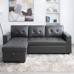 Sleeper Sectional Sofa with Convertible Sofa Bed &Inviting Chaise.Find Tranquil Comfort Stress-Relieving Design &Du