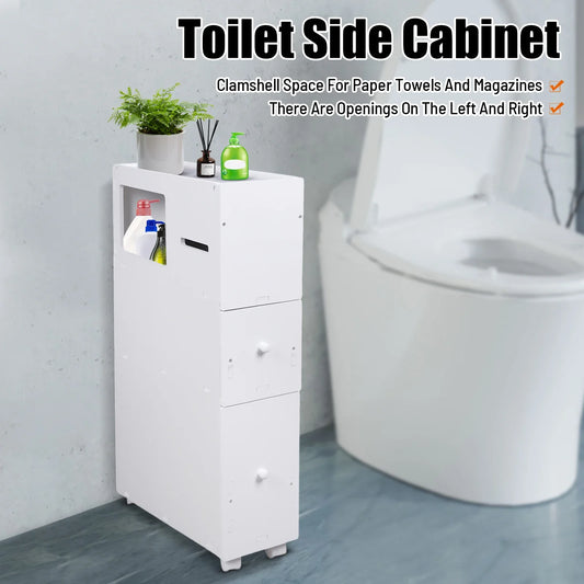 4 Tiers Bathroom Cabinet Toilet Side Cabinet Standing Bathroom Chest of Drawers Corner Cabinet for Bathroom Living Room