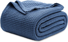 Bedsure 100% Cotton Blankets for Couch or Bed - Waffle Weave, Lightweight and Soft Spring Blankets for Office, Throw, Twin, Quee