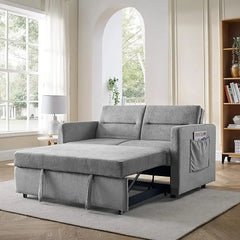 Modern Convertible Sleeper Sofa Bed, Seat Lounge Sofa w/Reclining Backrest,Toss Pillows,Sofa Couch Pullout Bed for Living Room