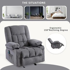 Massage Rocker Recliner Chair with Vibration Massage and Heat Ergonomic Lounge Chair for Living Room