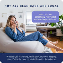 Moon Pod Bean Bag Chairs for Adults - 12LB Giant Bean Bag for Back Support w/Micro-Bead Filling for Zero-Gravity Sensation, Tens