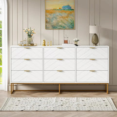 Large Chest of Drawers,59" 9 Drawer Dresser,White Dressers with Storage,Cabinet for Bedroom,Dressers for Living Room, Bedroom