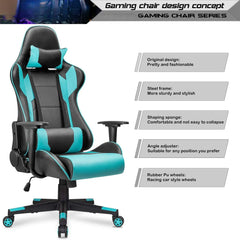 Game chair, high back leather office chair, ergonomically adjustable rotating task chair, headrests and lumbar support