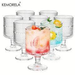 8PCS/Set Vintage Wine Drinking Goblet Glasses Romantic Water Goblets Glassware Set Hobnail Goblet Glasses Cocktail Glass Set