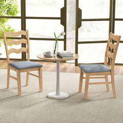 Dining Chair Set of 4 w/ Padded Seat Hollowed Wave Backrest Rubber Wood Frame