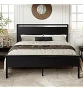 Allewie Queen Size Platform Bed Frame with Fabric Headboard and Wooden Slats Support,Fully Upholstered Mattress Foun