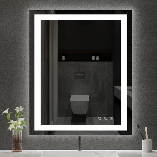 30x36 Inch LED Bathroom Mirror - Anti-Fog, Bathroom Mirror with LED Lights - 3 Color