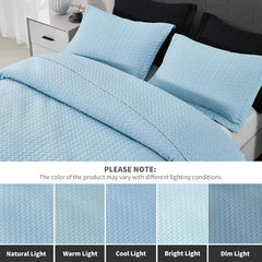 Lightweight Bedspread Ultrasonic  Pattern Light Coverlet for All Season Comforter Bedding Decor - 3 Piece Bed Cover Sets