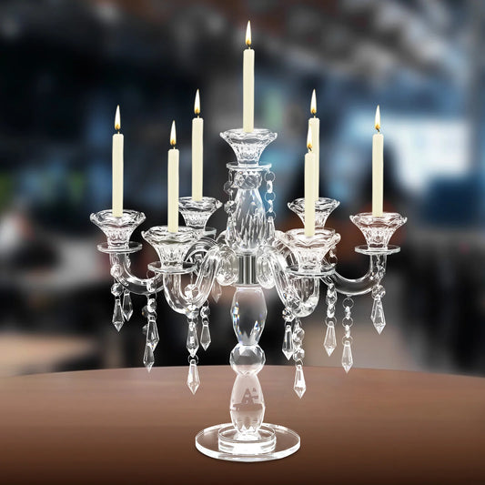 Crystal Candle Holder Candelabra 7-arm Wedding Birthday Party Gift Candlestick