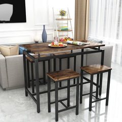 5 PCS Dining Table Set, Modern Kitchen Table and Chairs for 4, Wood Pub Bar Table Set Perfect for Breakfast Nook, Small Space