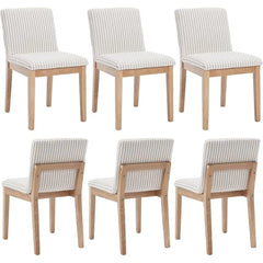 Farmhouse Kitchen Dining Room Chairs Set of 4 with Rectangle Backrest Mid Century Linen Fabric Upholstered Parsons Chairs