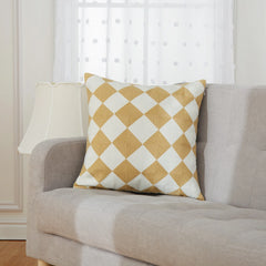 Throw Pillow Covers 18 x 18 Checkered Embroidered Couch Pillow for Living Room Set of 2