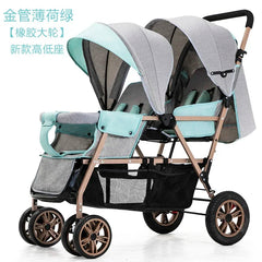 Twin baby strollers double front and back seat lie portable foldable child Cart