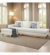 L Shaped Sofa with Ottoman Modern Sectional Living Room,Bedroom,Office,L Couch Brown