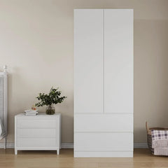 Large Armoire Wardrobe Closet with Drawers and Shelves, White Bedroom Armoires, Wooden Freestanding Wardrobe Armoire for Bedroom