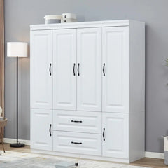 3 Door Closet Wardrobe, Armoire with 3 Drawer and Hanging Rod, Freestanding Closet Cabinet, Clothes Storage Organizer, Wardrobes