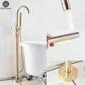 Black Floor Mounted Bath Tub Faucet Clawfoot Free Standing Bath Mixer Tap with Handshower Single Lever Bathtub Faucet