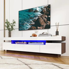 70IN TV Stand for 75/80 inch TV,Modern LED TV Stand for Living Room,High Gloss Entertainment Center with Storage Drawer