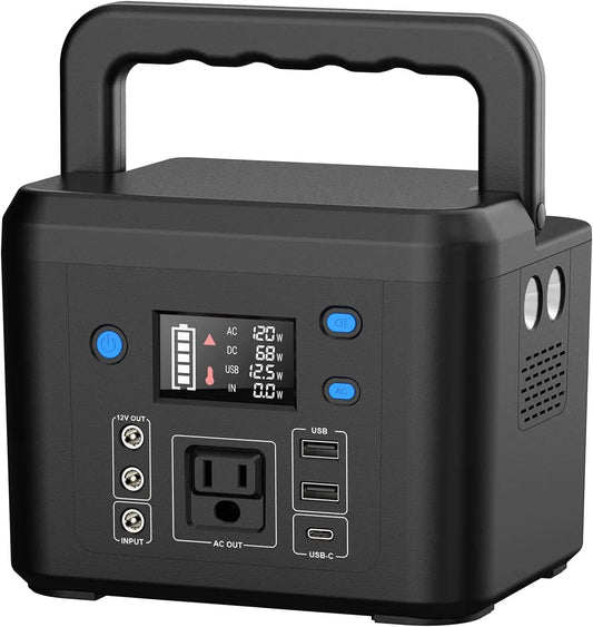 200W Portable Power Station, Powkey 120Wh/33,000mAh Power Bank with AC Outlet, 110V 6 Outputs Solar Generator External Battery