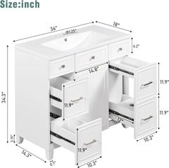 36  Bathroom Vanity with Sink Top Set  Bathroom Storage Cabinet with Soft Close Doors and Drawers  Modern Cabinets for Bathroom