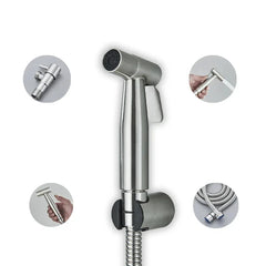 Brushed Portable Bidet Sprayer Stainless Steel Toilet Bidet Faucet Bathroom Shattaf Valve Jet Set Hygienic Shower Faucet