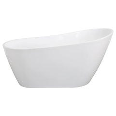 Glossy Acrylic Freestanding Soaking Bathtub with Chrome Overflow and Drain