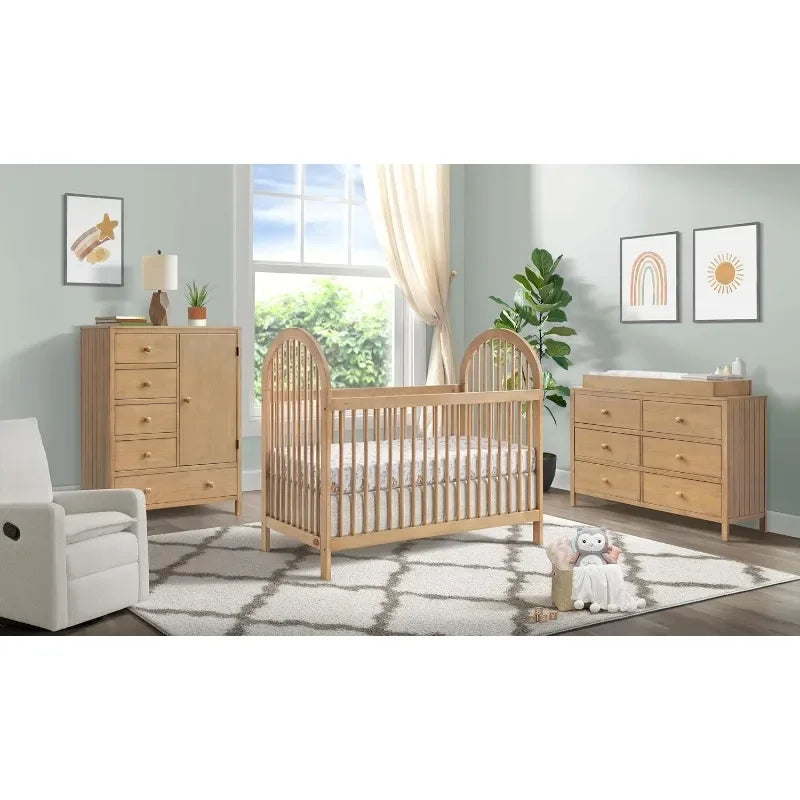 Everlee 3-in-1 Island Crib, Honey Wood US(Origin)