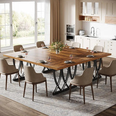 Dining Table for 6-8 People, 70.86-Inch Rectangle Wood Kitchen Table, Dinner Table with Heavy Duty Metal Frame for Kitchen