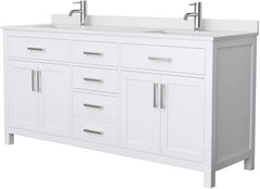 72 Inch Double Bathroom Vanity,  White Cultured Marble Countertop, Undermount Square Sinks, No Mirror,Bathroom Cabinets