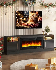 Fireplace TV Stand Entertainment Center with 36" Fireplace, 70" Wooden TV Stand for TVs Up to 80",Media TV Console