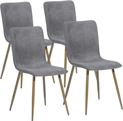 Dining Chairs Set of 4, Fabric Suede Dining Room Side Seating, Kitchen Chairs with Metal Legs for Living Room,Dark Brown